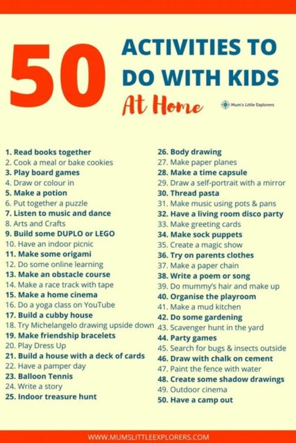 50 activities to do with kids at home