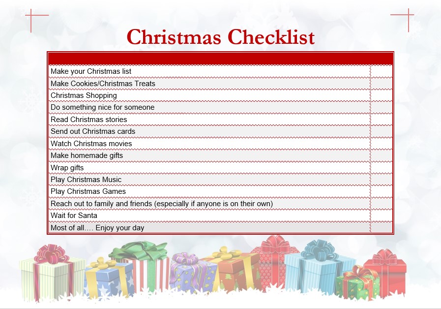 Christmas checklist